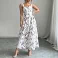 thumbnail image 4 of MYAOYI Women Dresses Wedding Guest Maxi Dress for Women Square Neck Wide Strap Floral Print Flowy A Line Dress, 4 of 9