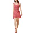 thumbnail image 2 of Allegra K Women's Floral Tie-up Smocked Crop Blouse and Wrap Mini Skirt Sets, 2 of 5
