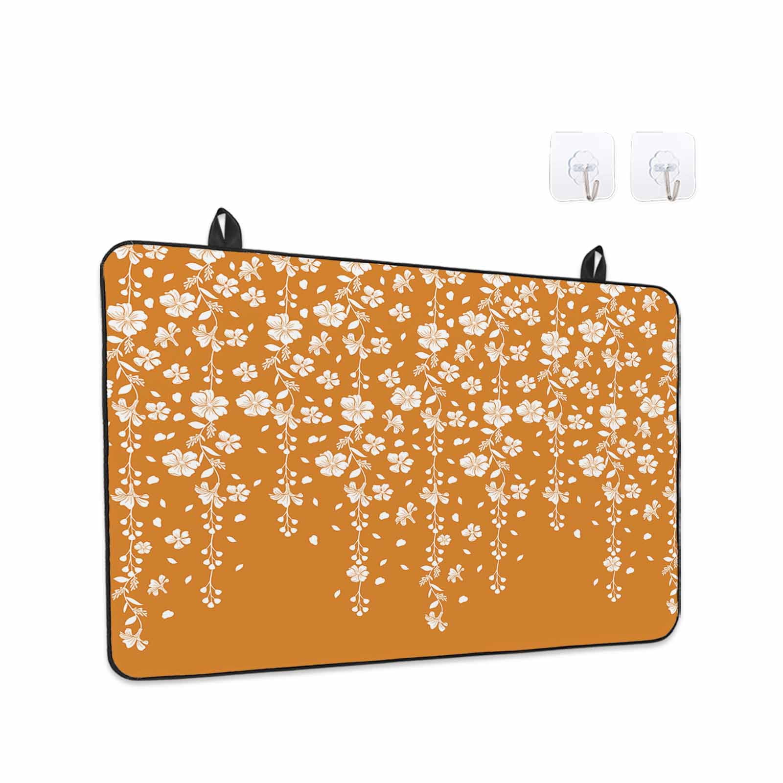 Weeping Flowers Stove Top Cover for Electric Stove, Heat-proof & Non Slip Glass Top Stove Cover Protector, Orange Spring Floral Botanical Art Aesthetics Kitchen Flat Cooktop Rubber Mat 24x21 Inches