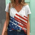 thumbnail image 2 of USSUMA Summer Tops for Women Trendy V Neck Short Sleeve Dressy Shirts Blouses Patriotic Graphic Women's Tops Summer 2022 4th of July USA Flag Casual Tshirts Tunic Plus, 2 of 5