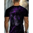 thumbnail image 2 of Linqi Men's Purple Lightning Lion Pattern T-shirt - Fashionable casual short-sleeve T-shirt with a lively electric design, comfortable to wear, everyday T-shirt, 2 of 5