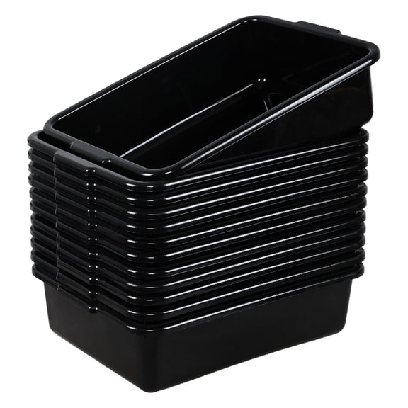 Afromy 12-Pack Commercial Bus Tubs, Bus Box/Tote Box, Wash Basin Tub with Handles, Black (13 L)