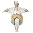 thumbnail image 2 of FORMRS Wearable Blanket Hoodie with Sleeves for Kids Cozy Flannel Sweatshirt, White Cat Rainbow, 2 of 7