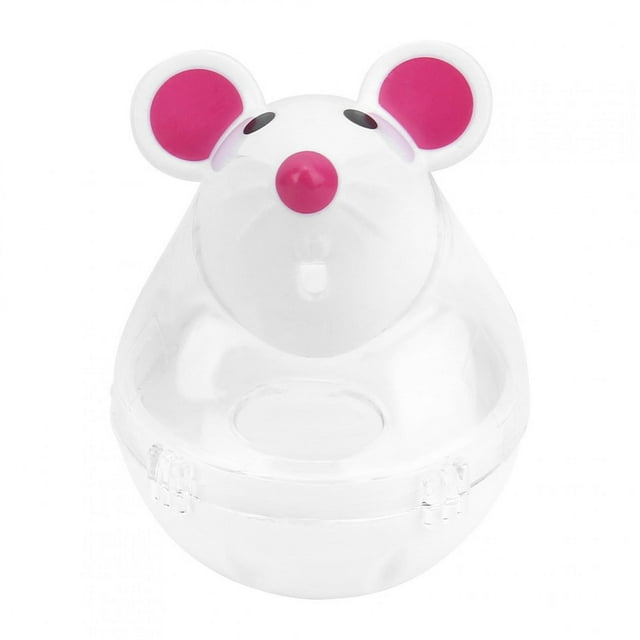 Comedero para mascotas, gatos y perros con fugas, dispensador de comida lenta, diseño de vaso para ratones, pelota de juguete (blanco)