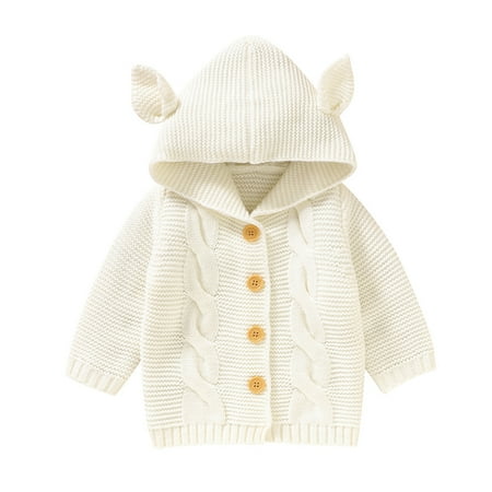 

XINSHIDE Baby Girl Boy Knit Cardigan Sweater Hoodies Warm Tops Toddler Ear Outerwear Jacket Coat Outfit Clothes Baby Girl Clothes