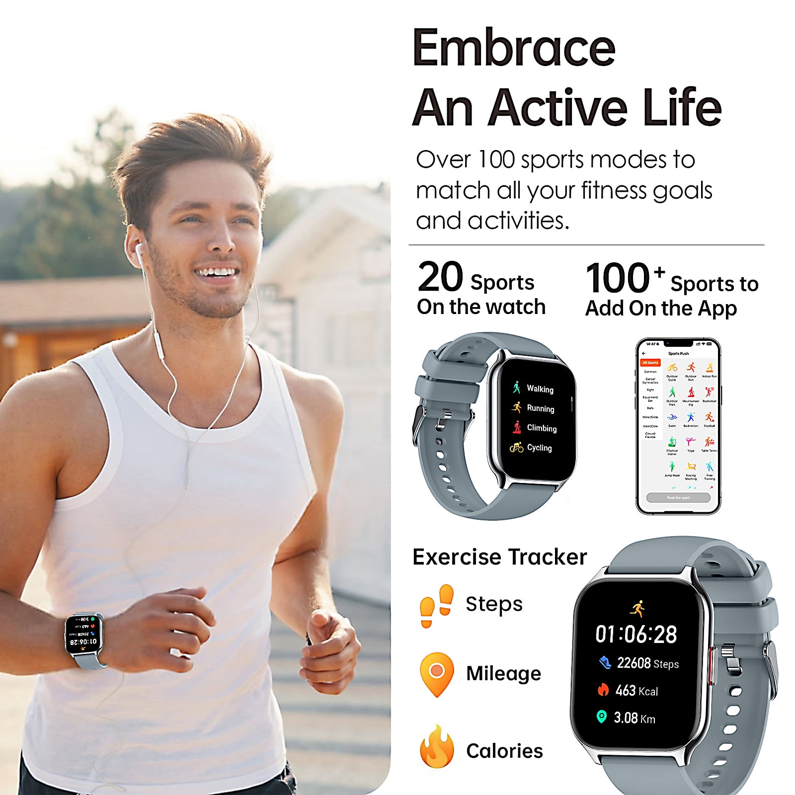Smart Watch for Android and iPhone, TIGRADE Answer/Make Call Smartwatch for Men Women Waterproof, 23 Sport Modes, Fitness Activity Tracker, Heart Rate
