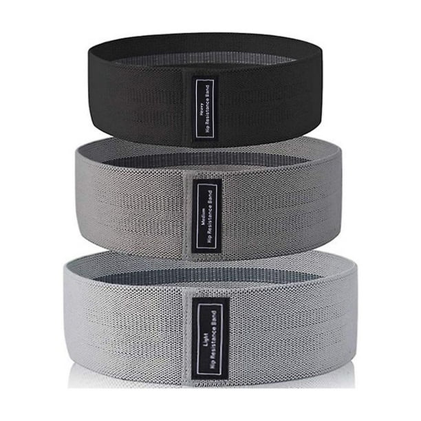 Bandas de resistencia para piernas y glúteos, bandas elásticas de tela para entrenamiento, color negro y gris