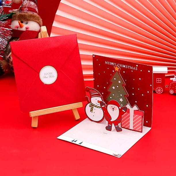 Tarjeta de felicitación de Navidad 3D, mensaje creativo de Nochebuena, regalo de vacaciones, medio pliegue, tarjeta de bendición de escritura a mano, regalos de Año Nuevo