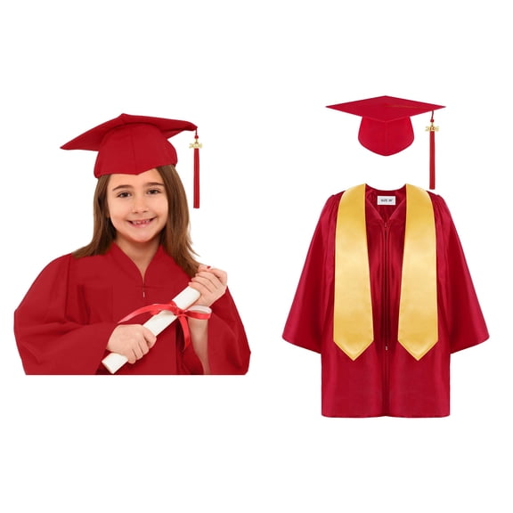 Kid Graduation Cap and Gown Set with Tassel Kids Graduation Outfit Graduation Robe 8-9 Years