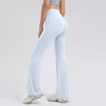thumbnail image 3 of Kbndieu Light Blue Yoga Pants Women Wide Leg Solid Color High Waist Workout Flare Leggings Work Dress Pants for Women Tummy Control, 3 of 4
