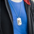 thumbnail image 3 of Letter R Floral Monogram Initial Military Dog Tag Pendant Necklace with Chain, 3 of 5