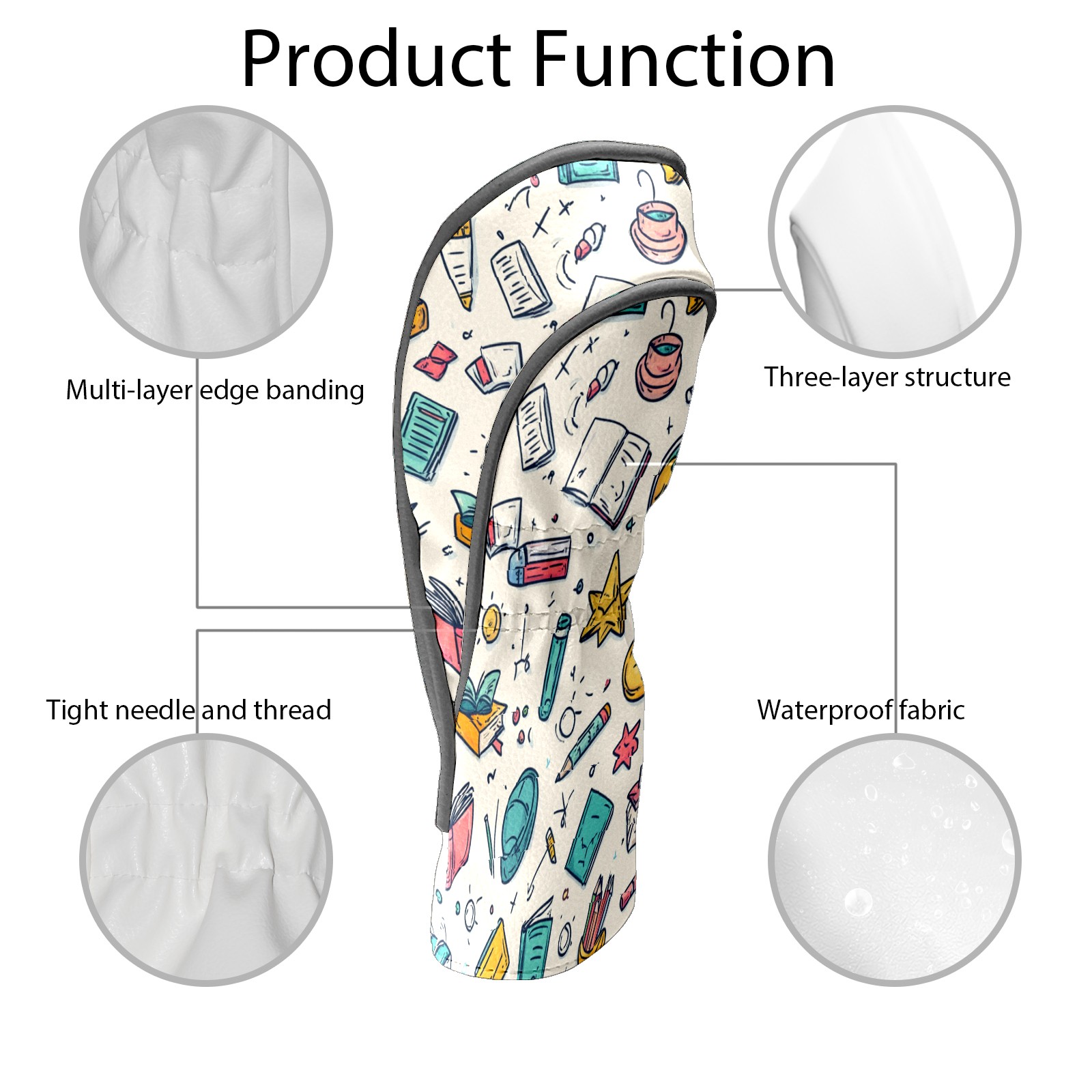 Golf Club Covers PU Leather Waterproof Head Covers for Fairway Woods Hybrids