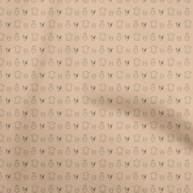 oneOone Velvet Light Brown Fabric Cat & Cow For Kids Craft Projects Decor Fabric Printed By The Yard 58 Inch Wide