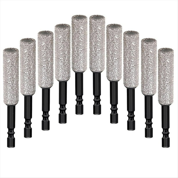 Juego de 10 Brocas de Diamante Seco de 12 mm para Cerámica, Granito, Azulejos, Vidrio, Mármol, Ladrillo y Piedra con Vástago Hexagonal de 1/4 Pulgadas