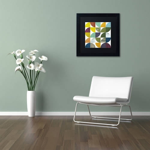 Trademark Fine Art "Rustic Rounds 1.0" Canvas Art by Michelle Calkins, Black Matte, Black Frame