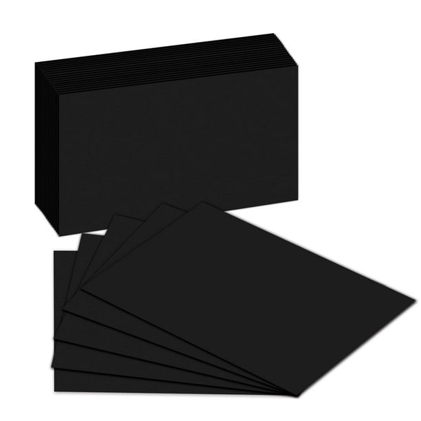 Tarjetas flash con índice en blanco, cartulina de color negro, paquete de 50