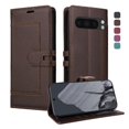 thumbnail image 1 of Étui Portefeuille Premium pour Google Pixel 8 Pro avec Fentes pour Cartes et Support, Couverture à Rabat Brun, 1 of 7