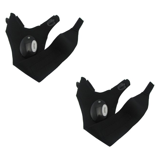 Guantes con linterna LED de poliéster resistentes al desgaste, sin dedos, guantes con luz LED para pesca nocturna y acampada