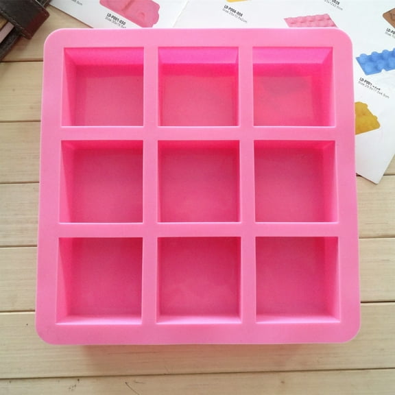 HongHeng 9-Cavity Rectangle Caramel Candy Silicone Molds,Chocolate Truffles Mold,Whiskey Ice Cube Tray,Grid Fondant Mould,Hard Candy Mold Pralines Gummy Jelly Mold 1Pc