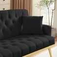 thumbnail image 4 of 56" Velvet Loveseat Sofa, Small Loveseat with Tufted Design, Traditional Sofa with Metal Legs for Living Room, Black, 4 of 9