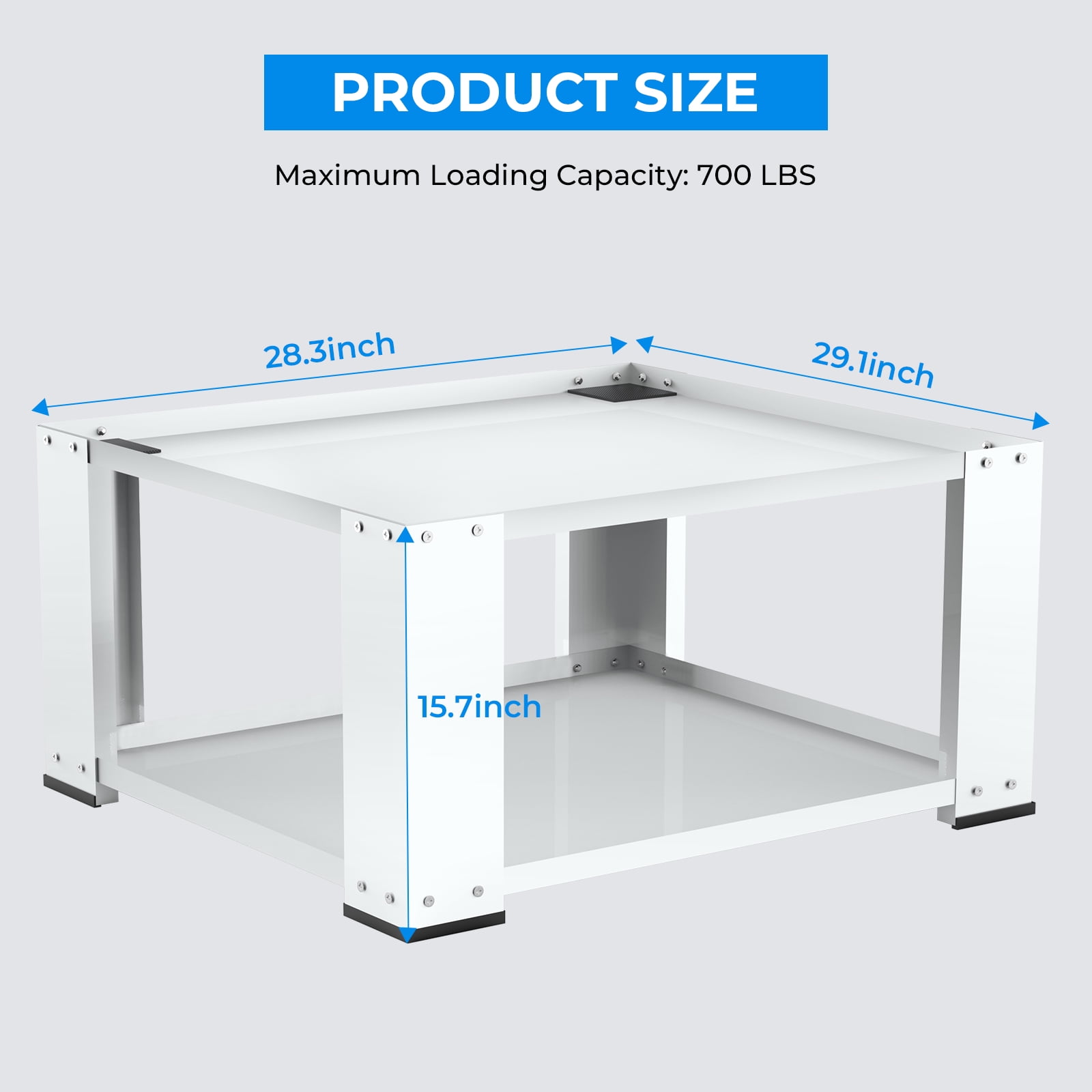 Washer Dryer Pedestal 28" Heavy Duty Matalde Washing Machine Pedestal 15.7" Height Laundry Riser, Stainless Steel, White