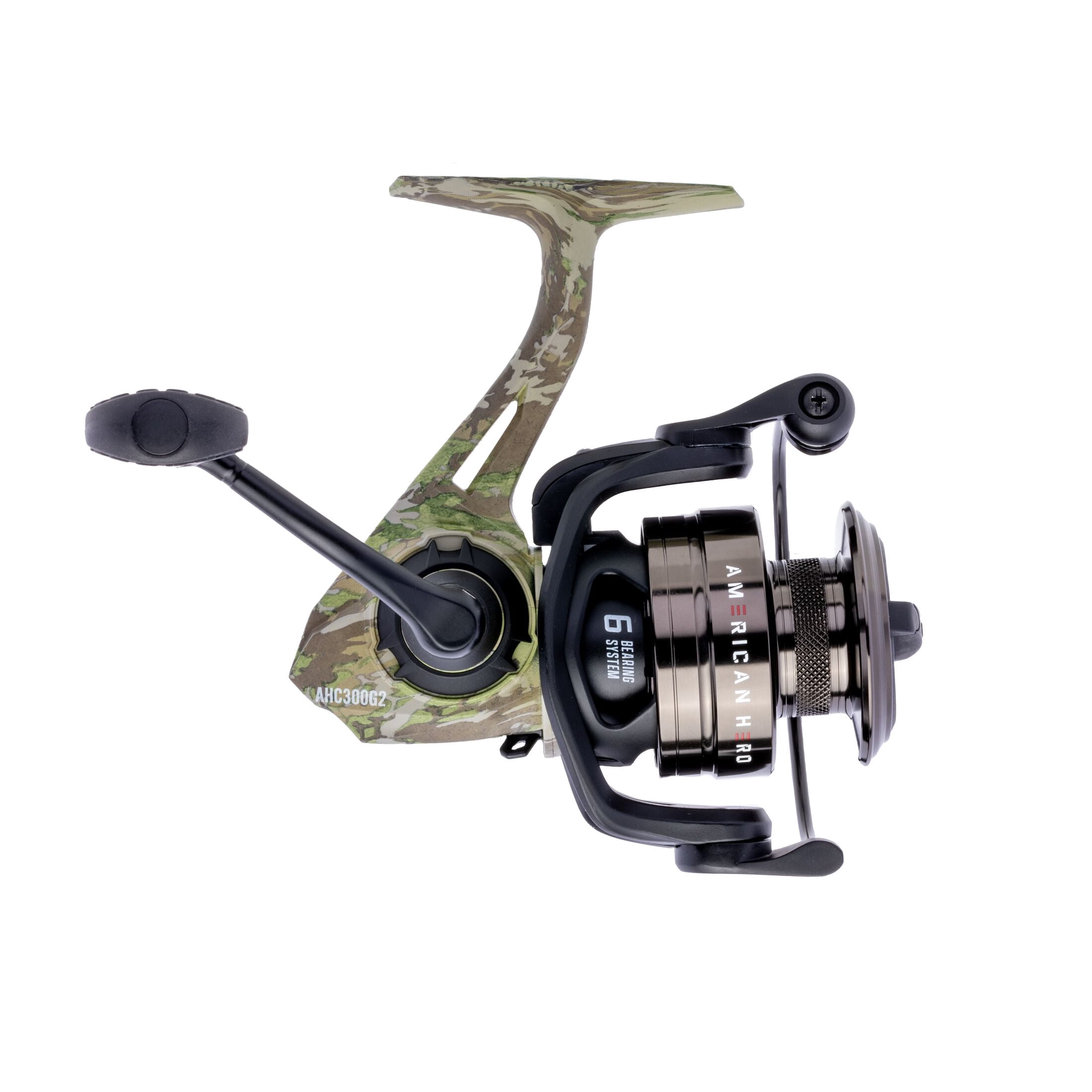 Lew's American Hero Camo Spinning Fishing Reel, Size 300 Reel, Camo/Black (Clam Package)