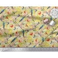 thumbnail image 3 of Soimoi Yellow Cotton Poplin Fabric Floral,Parrot & Hummingbird Bird Decor Fabric Printed BTY 42 Inch Wide, 3 of 3
