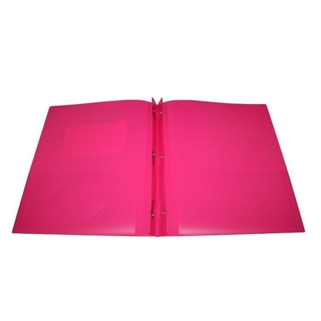 case pack of 24. 2 Pocket Plastic Folder with Prongs - Pink