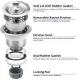 thumbnail image 3 of 1/2 304 Stainless Steel Sink Plug and Removable Deep Waste Basket Stainless Steel Sink Plug and Removable Deep Waste Basket Kitchen Sink Drain Strainer Assembly, 3 of 5