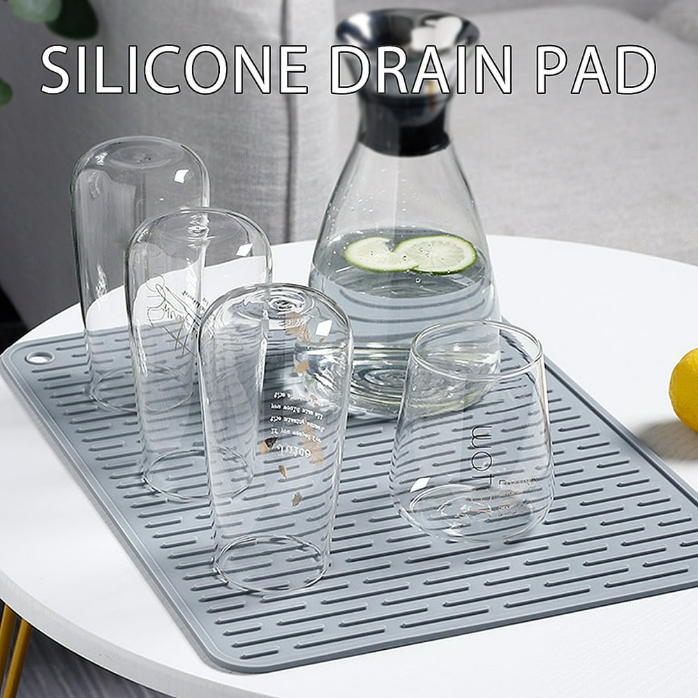 16"x12" Foldable Dish Drying Mat Silicone Dish Drainer Waterproof Cup