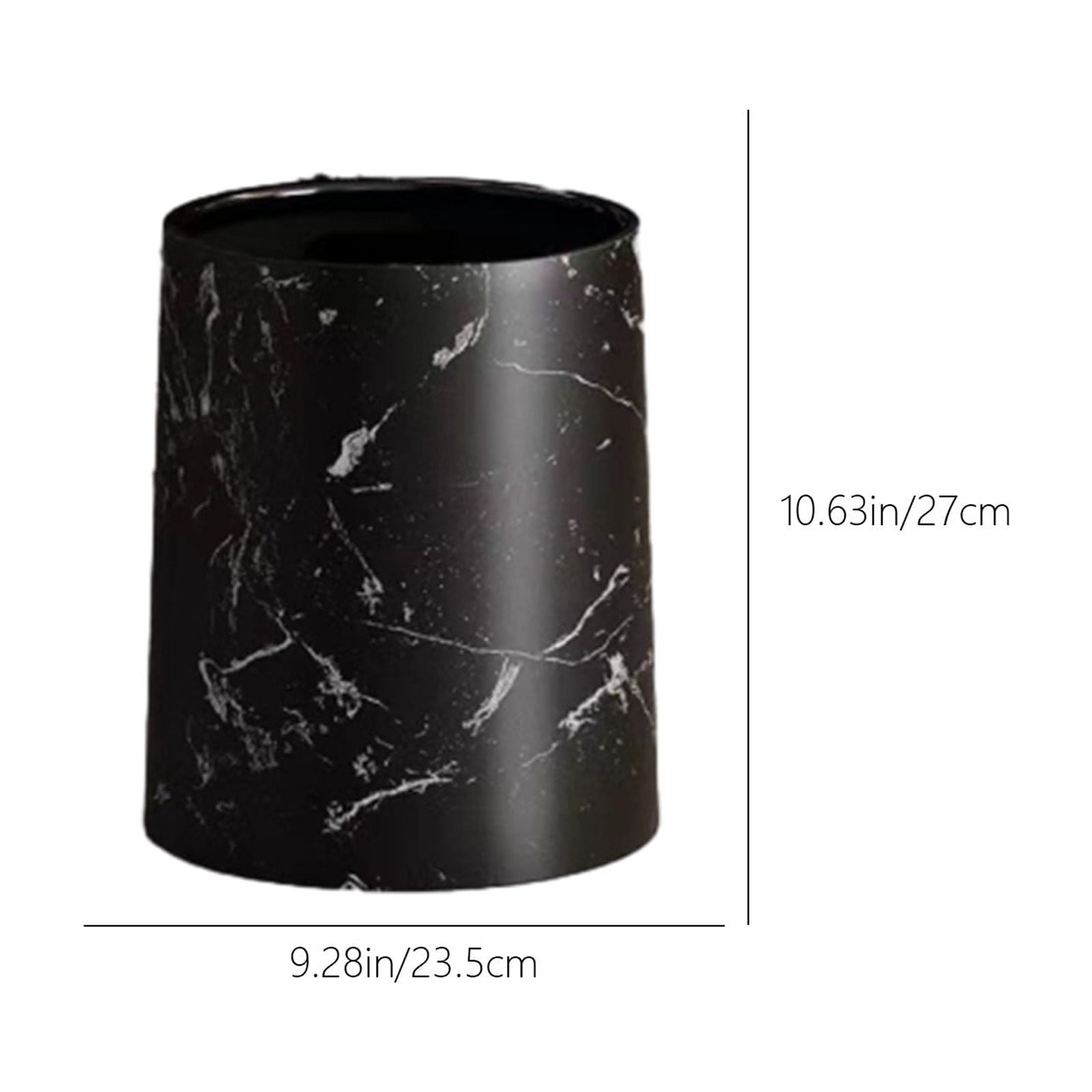 PHIGZNT Round Metal Small 3.9 Gallon Recycle Trash Can Wastebasket, Garbage Container Bin for Bathrooms, Kitchen, Bedroom, Home Office - Durable Stainless Steel - Mirri Collection - White Marble