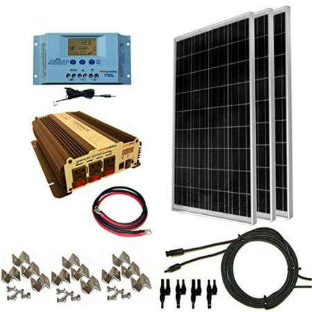 Windynation 300 Watt 3pcs 100 Watt Solar Panel Kit With 1500w