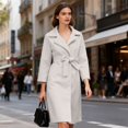 thumbnail image 6 of Women's 2025 Wool Blend Long Coat, Mid-Length Trench Style Fall Winter Overcoat with Belt, Elegant Lapel Design Warm Woolen Coat for Women, Timeless Casual Longline Belted Outerwear A L, 6 of 9