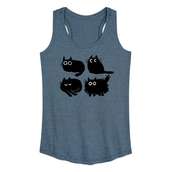 Instant Message - Sketched Black Cats - Women's Racerback Tank Top