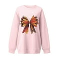 thumbnail image 4 of Fiaer Thanksgiving Sweatshirts for Women Leaf Graphic Long Sleeve Pullovers Crew Neck Baggy Fashion Plus Size Tops Pink S, 4 of 4