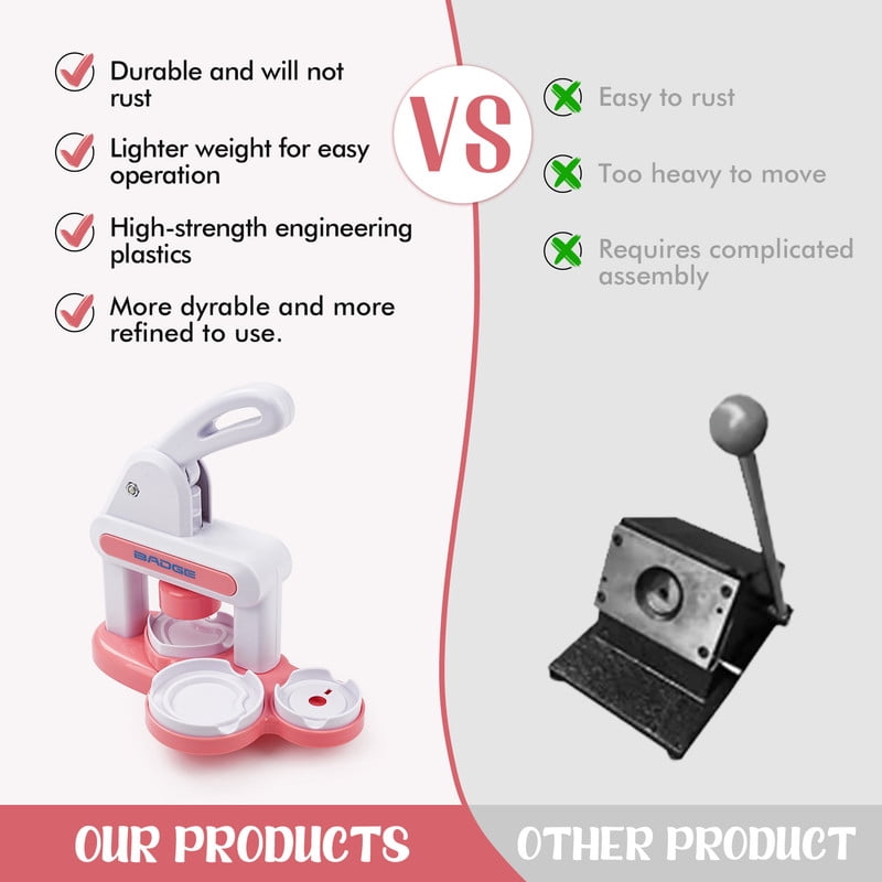 Button Maker Machine Installation-Free DIY Button Pin Maker Machine Badge Press Machine Pink