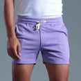 thumbnail image 6 of Virmaxy Mens Sports Gym Basketball Shorts Cotton Three-Quarter Pants Sweatpants Elastic Lace-Up Fitness Shorts Purple 3XL, 6 of 8