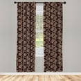 thumbnail image 4 of Ambesonne Brown Paisley Window Curtains, Oriental Damask Art, Each 28" W x 63" L, Chestnut Brown Eggshell, 4 of 4