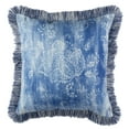 thumbnail image 3 of SAFAVIEH Kayden Damask 16" x 16" Plush Pillow with Fringe, Blue/Cream, 3 of 5