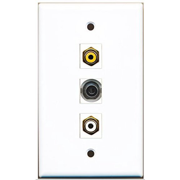 RiteAV - 1 Port RCA White and 1 Port RCA Yellow and 1 Port 3.5mm Wall Plate
