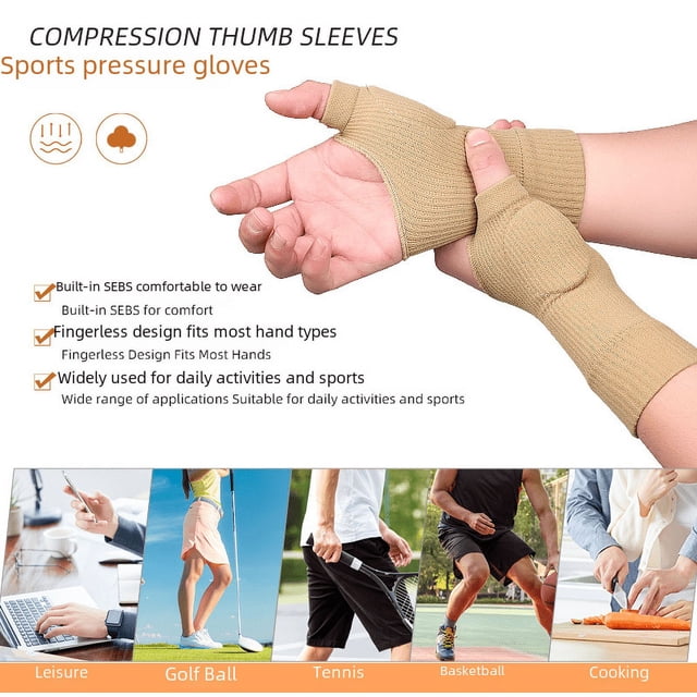 Guantes de mano para entrenamiento de muñeca con compresión para dedos grandes, color negro, transpirables, para deportes y teclado de computadora