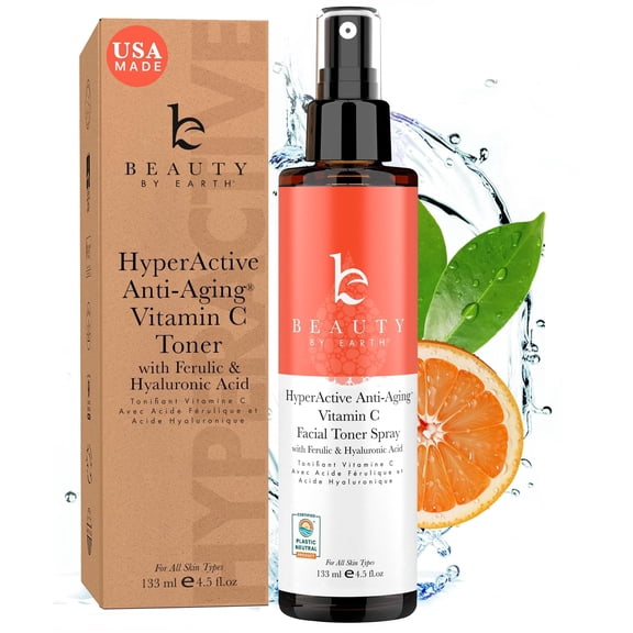Beauty by Earth Vitamin C Face Toner - USA Made with Natural and Organic Ingredients Hydrating Facial Spray, Moisturizing for Oily & Dry Skin,