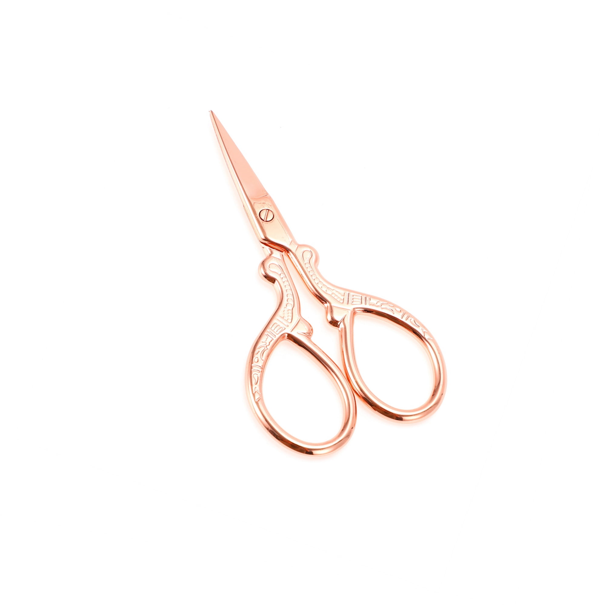 Unique Bargains 1 Pc Embossed Scissors Eyebrow Trimmer Bedroom Rose Gold Tone