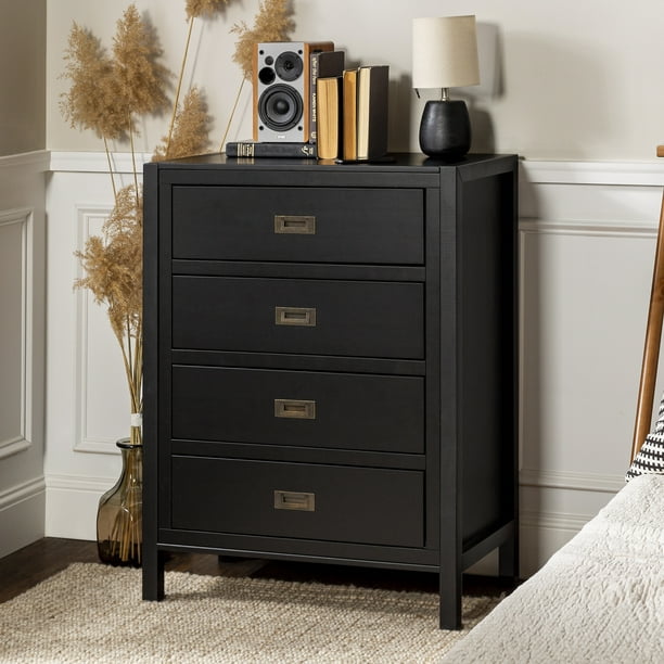 Annabelle Four Drawer Solid Wood Black Dresser by Chateau