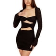 thumbnail image 1 of SAYOO , minivestido con recorte fruncido para mujer, vestidos cortos sexis de gasa con cuello Halter, vestido ajustado elegante con cuello de corazón SAYOO Moda, 1 of 9