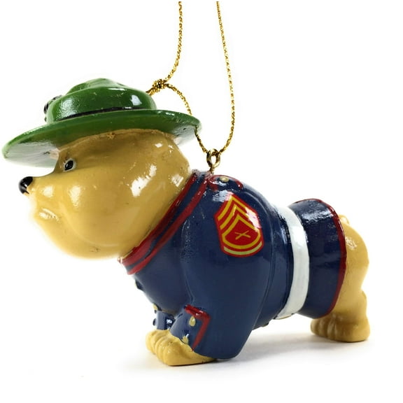 Kurt Adler U.S. Marine Corps Bulldog Resin Ornament – Hand-Painted Patriotic Christmas Tree Decoration