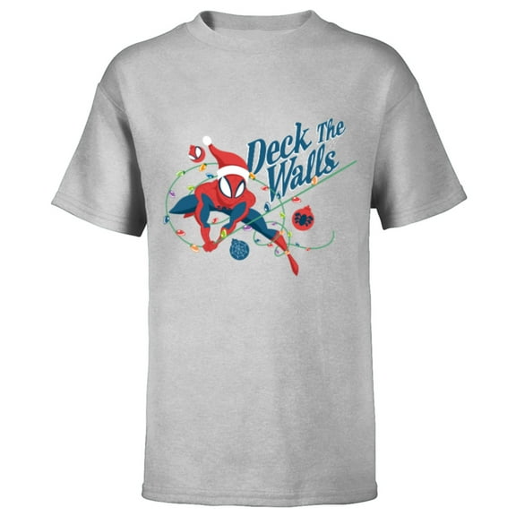 Marvel Spider-Man Deck The Walls Holiday - Short Sleeve T-Shirt for Kids- Customized-Athletic Heather