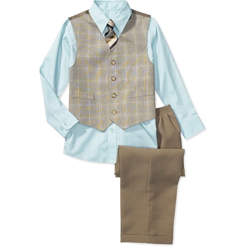 Boys' 4Piece Shirt, Tie, Vest, and Pants Set