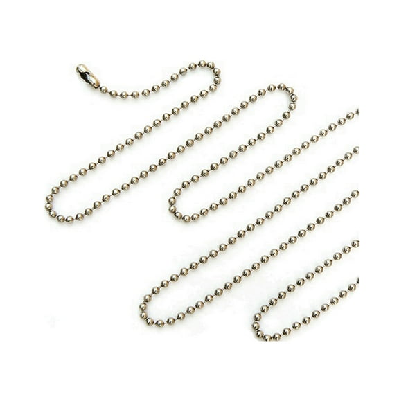 iJewelry2 Stainless Steel 2 mm Beaded Ball Chain Necklace 30"