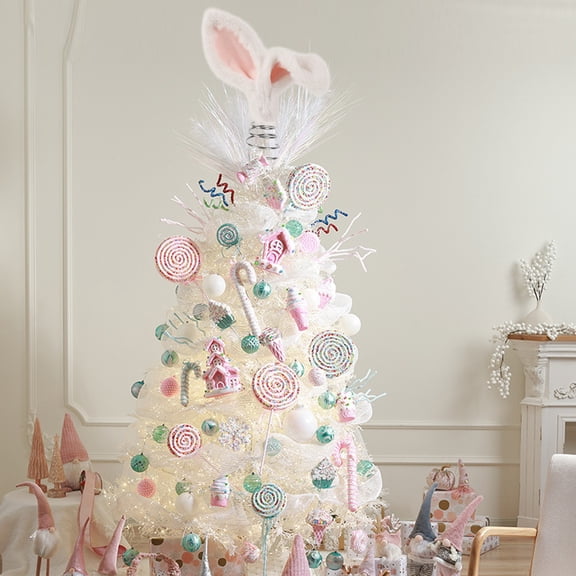 Easter Props Bunny Tree Top Decorations, A Single Piece Decorative Accessory Designed To Adorn The Top Of Trees For Easter-Themed Celebrations, Fun Plush Ears Design, Crafted From